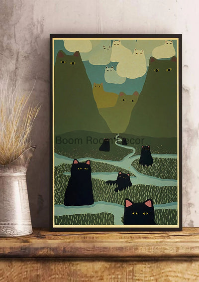 Fun And Cute Lover Cat Paper Poster Graffiti Picture Retro Personality Paper Wall Sticker Retro Bar Cafe Home Room Gift Decor