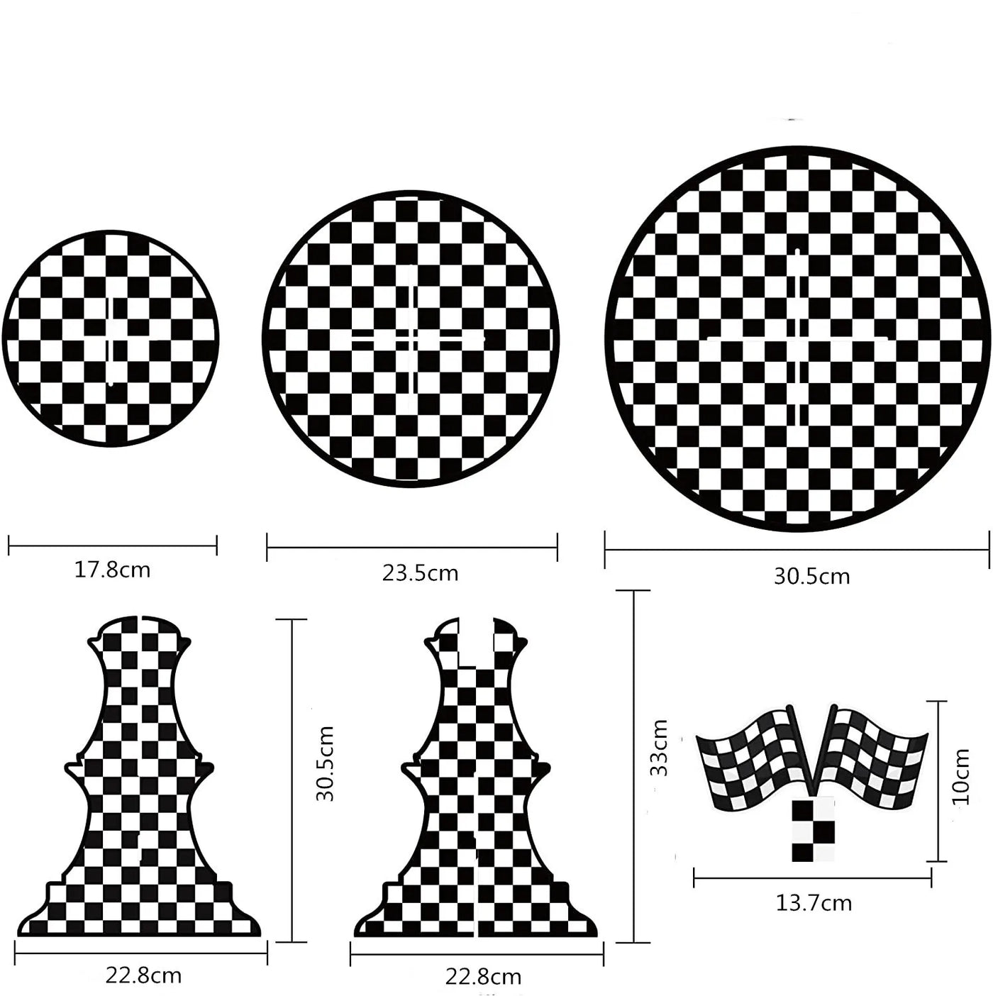 Racing Car Theme 3-Tier Round Cardboard Cupcake Stand  Cars Birthday Party Tablecloth Black and White Checkered Decor Supplies