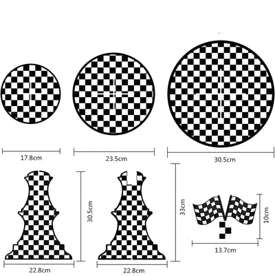 Racing Car Theme 3-Tier Round Cardboard Cupcake Stand  Cars Birthday Party Tablecloth Black and White Checkered Decor Supplies