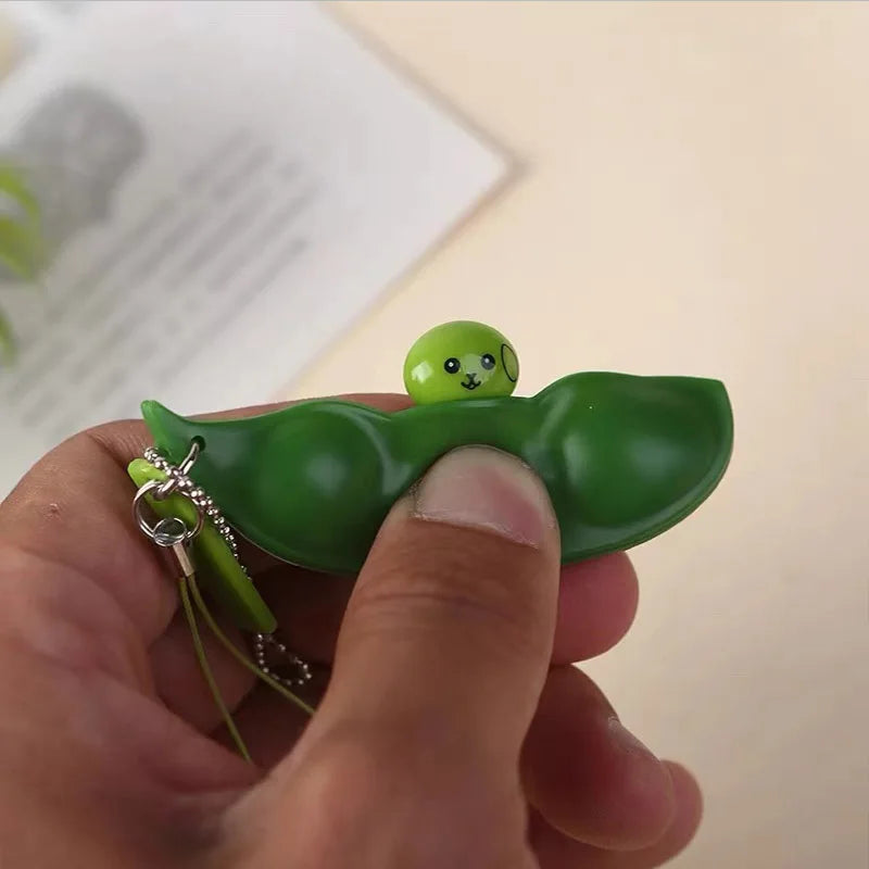 20/10PCS Pea Pod Keychain Fidget Toy Stress Relief Squeeze Autism Sensory Products For Adults And Kids Antistress Funny Gifts