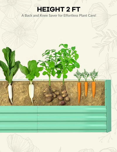 8x4x2ft Galvanized Raised Garden Bed Deep Root Planter Box for Vegetables Flowers Herbs-Large Metal Raised Garden Bed Kit