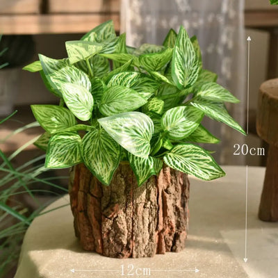 Creative Wooden Succulent Flowerpot DIY Desktop Storage Pen Container Pastoral Style Gardening Bark Flower Pot