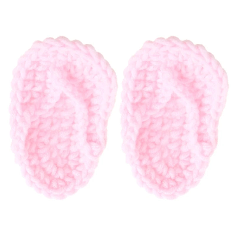 Newborn Photography Prop Accessories 1 Pair Baby Knitted Slippers Mini Handmade Crochet Shoes Boys Girls Fotografia Flip-flops
