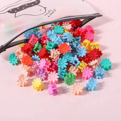 50Pcs Girls Cute Cartoons Hair Clips Small Claw Clip Flower Star Small Hair Claw Children Sweet Hairpin Fashion Hair Accessories
