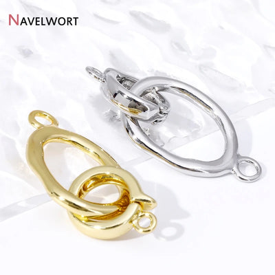 18K Gold Plated Brass Pearl Clasp Connector Fastener,Oval Closure Lock Clasps For DIY Bracelet Necklace Making Accessories
