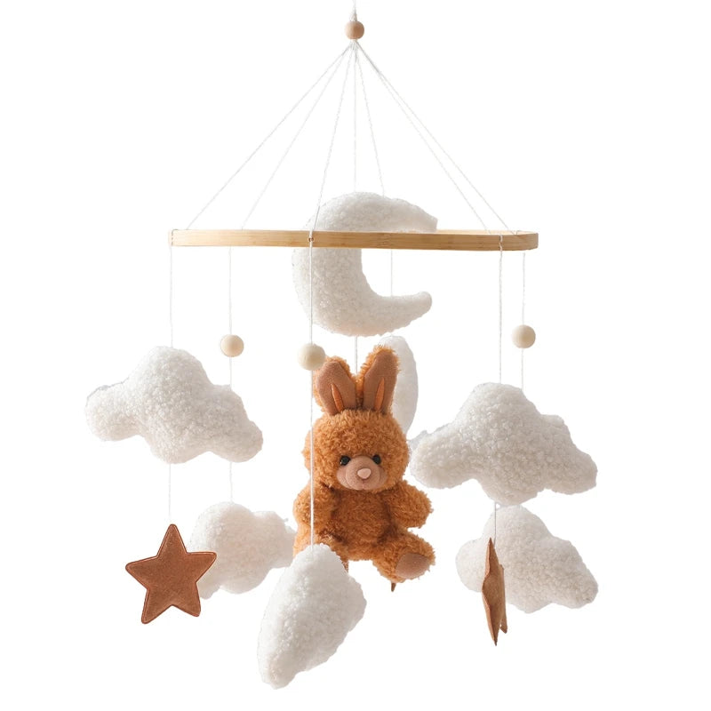 BABY CRIB MOBILE RATTLE TOY – SOFT FELT TEDDY VELVET PINK BEAR HANGING TOY WITH HOLDER FOR INFANTS (0-12 MONTHS)y Holder Bracket Crib Girl Toy