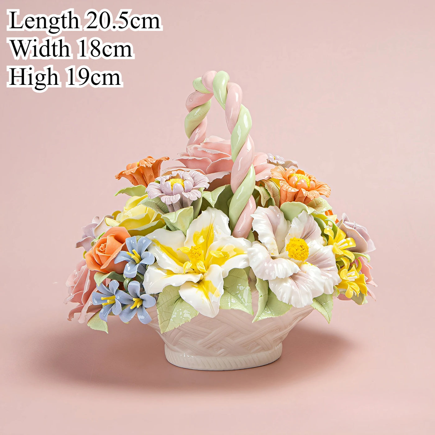 Handmade Ceramic Flowers Ornament Handheld Flower Intangible Cultural Heritage Ceramic Lily Rose Flowers Home Desk Decoration
