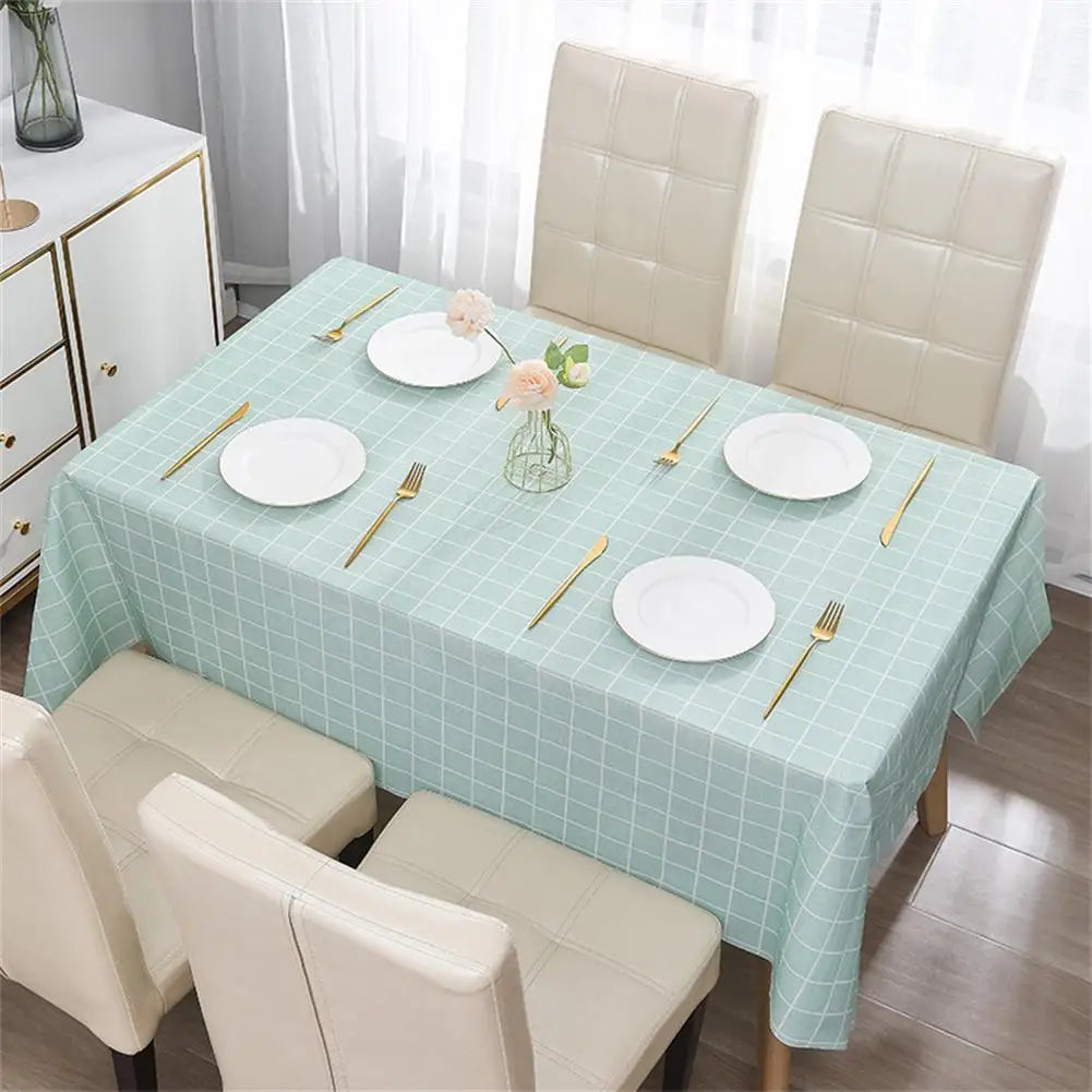 Nordic Style Grid Printed Household Waterproof  Oil Resistant Dining Table Cloth Table Cover Party Decoration Rectangular