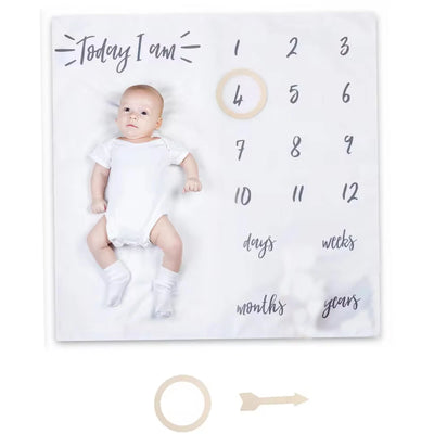 Ylsteed Newborn Milestone Blankets Baby Monthly Growth Souvenirs Infant Photo Shooting Background Blanket Match Wood Dics Card