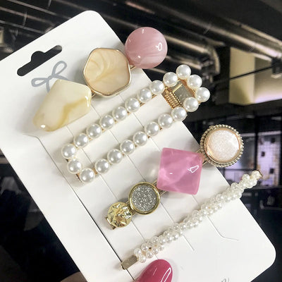 New Fashion 3/4pcs Set Pearl Hair Clip For Women Korean Hairpin Geometric Crystal Hair Barrettes Girl Hair Accessories Hairgrip