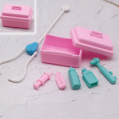 11PCS MINIATURE DOLLHOUSE PET CARE SET – DOG HOUSE, MEDICAL TOOLS & ACCESSORIES – DIY TOY GIFT FOR BARBIE & KIDS