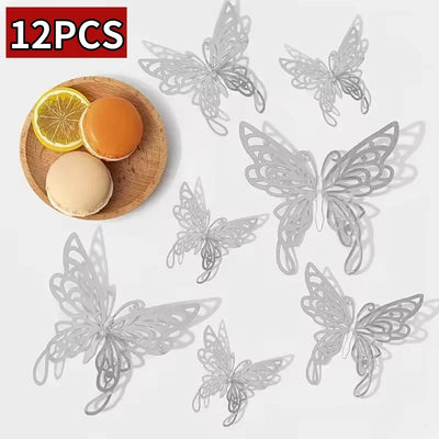 12/48Pcs Fashion 3D Butterfly Creative DIY  Wall Sticker Modern Wall Art Home Bedroom Room Decorative Butterflies  DIY Gift