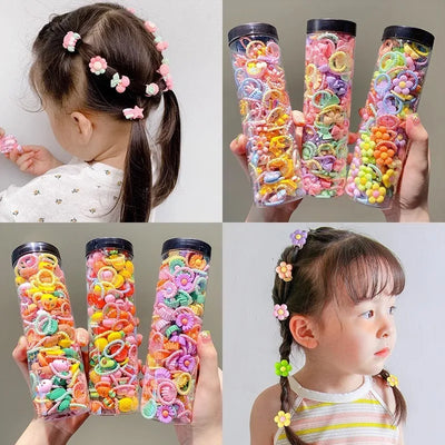 80PCS/40PCS/Bottle Elastic Hair Bands Girls Baby Hair Accessories Child Hair Ring Head Rope Scrunchies Headwear 1 or 2 Bottles