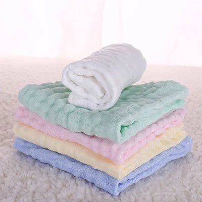 5PCS Baby Bath Towel 100% Cotton Muslin Squares 6 Layers Gauze Kid Facecloth Face Wash Wipe Hand Soft Newborn Stuff Handkerchief