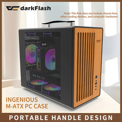 DarkFlash WD200 Portable Handheld Case M-ATX / ITX Motherboard USB3.0 Type-C Cabinet Wood Edition PC Case Diy Gaming Computer
