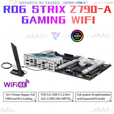 ASUS ROG STRIX Z790 A GAMING WIFI White Motherboard DDR5 LGA 1700 Kit i9 13900K With Renegade 6000MHz 32GB Memory Set PC DIY New