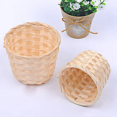 Handmade Bamboo Garden Flower Pot Straw Patchwork Wicker Rattan Seagrass Storage Nursery Pots Wicker Basket Organizer planters