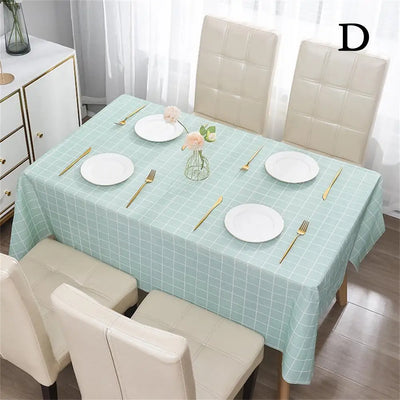 Nordic Style Grid Printed Household Waterproof  Oil Resistant Dining Table Cloth Table Cover Party Decoration Rectangular