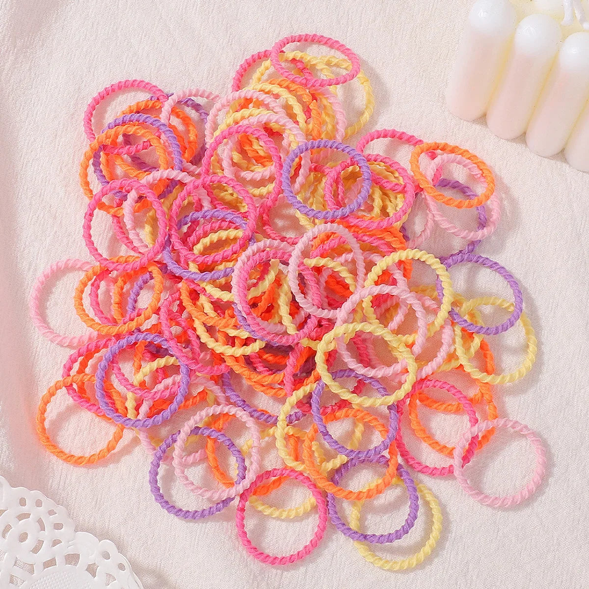 100Pcs/bag Girls Colorful Hair Bands Set Nylon Elastic Rubber Band Baby Ponytail Holder Scrunchies Kids Hair Accessories