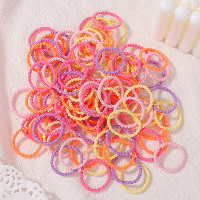 100Pcs/bag Girls Colorful Hair Bands Set Nylon Elastic Rubber Band Baby Ponytail Holder Scrunchies Kids Hair Accessories