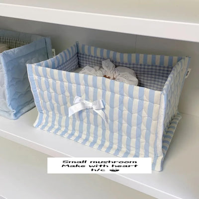 Ins Square Storage Basket Flower Cotton Sorting Basket Stripe Lace Desktop Box Home Supplies