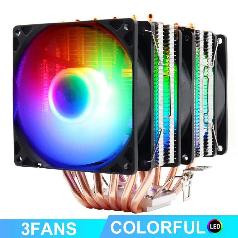 6 Heatpipes RGB CPU Cooler Radiator Silent PWM 4PIN 150W For Intel LGA 1150 1151 1155 1200 1366 2011 X79 X99 AM3 AM4 Ventilador