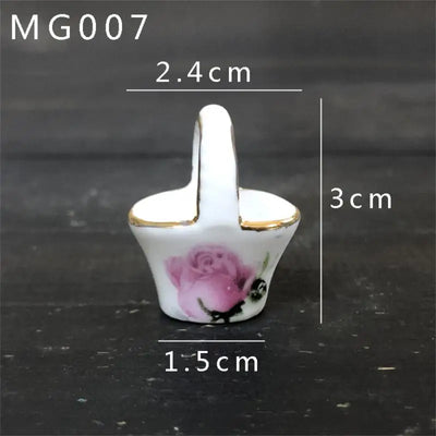 Mini Rose Ceramic Vase Handicraft Collection Miniature Model Resin Simulation Vase Desktop Mini Decor Creative Pocket Artwork