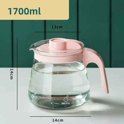 Large Capacity Glass Kettle High Temperature Resistance Water Bottle Household Transparent Teapot Coffee Jug Drinking Utensil