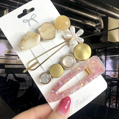 New Fashion 3/4pcs Set Pearl Hair Clip For Women Korean Hairpin Geometric Crystal Hair Barrettes Girl Hair Accessories Hairgrip