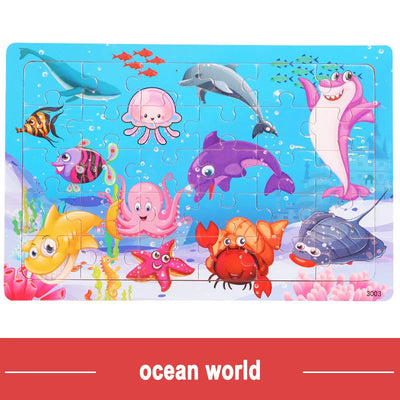Wooden Jigsaw 3d Puzzle Kids Cartoon Animal Vehicle Puzzles Game Baby Early Learning Educational Toys parenting skill