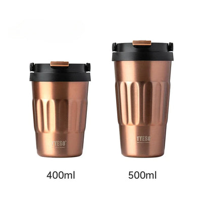 Tyeso Vintage Coffee Mug Portable 304 Stainless Steel Insulated Travel Cup Convenient Handheld Thermos for On-the-Go Use