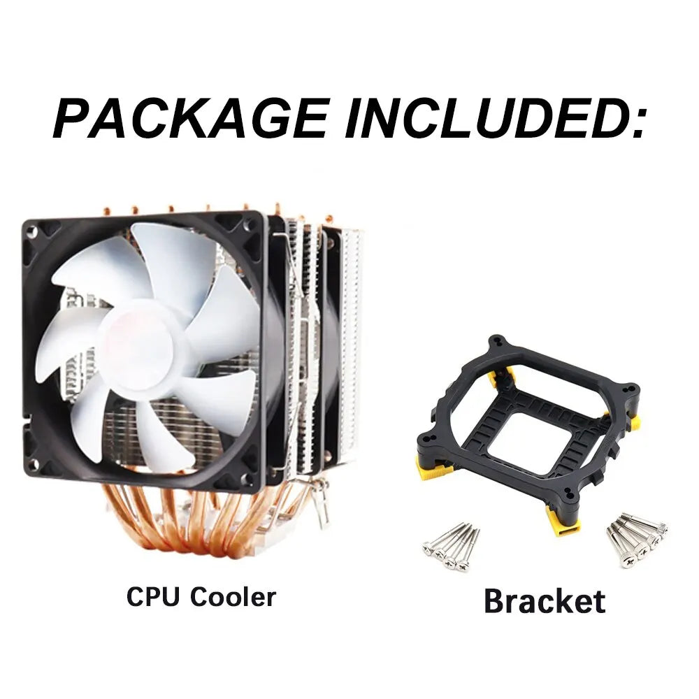 6 Heatpipes RGB CPU Cooler Radiator Silent PWM 4PIN 150W For Intel LGA 1150 1151 1155 1200 1366 2011 X79 X99 AM3 AM4 Ventilador
