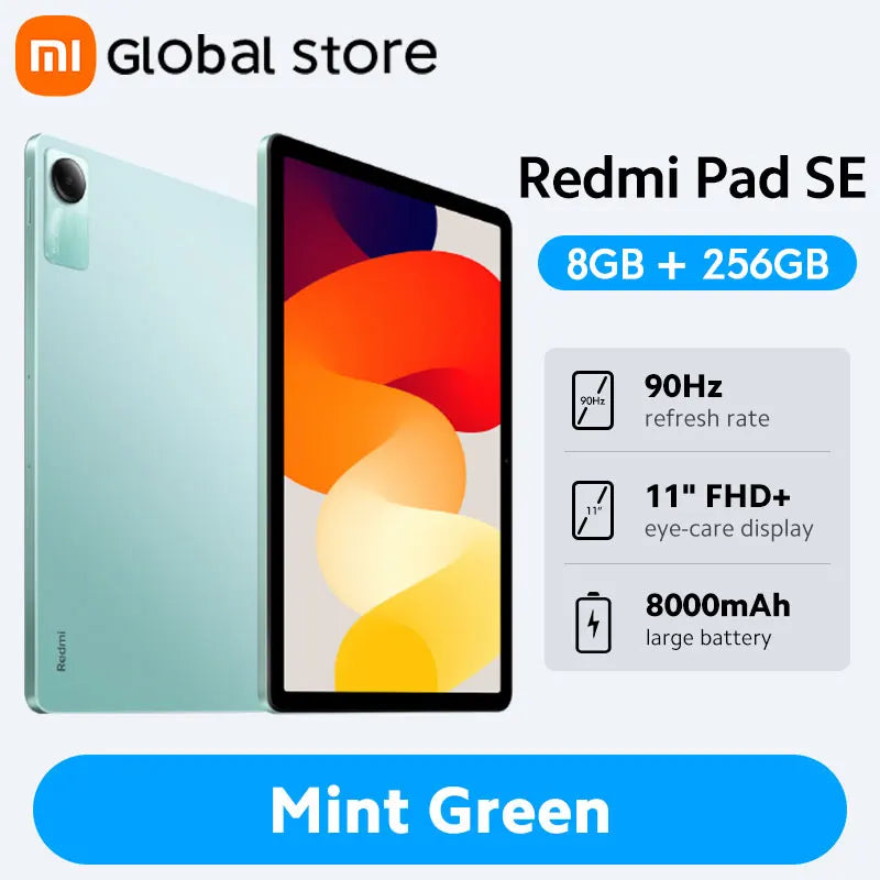 2025 Global Version Redmi Pad SE 128GB / 256GB Snapdragon® 680 Mi Tablet Quad speakers Dolby Atmos® 90Hz 11" Display 8000mAh