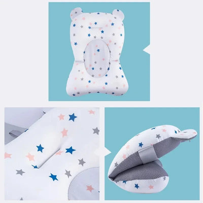 BABY BATH SEAT SUPPORT MAT FOLDABLE BATH TUB PAD & CHAIR NEWBORN BATHTUB PILLOW INFANT ANTI-SLIP SOFT COMFORT BODY CUSHION