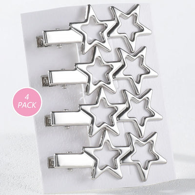 4/24Pcs Silver Y2k Hair Clips for Women Elegant Metal Duckbill Clip Gilrs Hairpins Side Bangs Barrettes Girls Hair Accessories