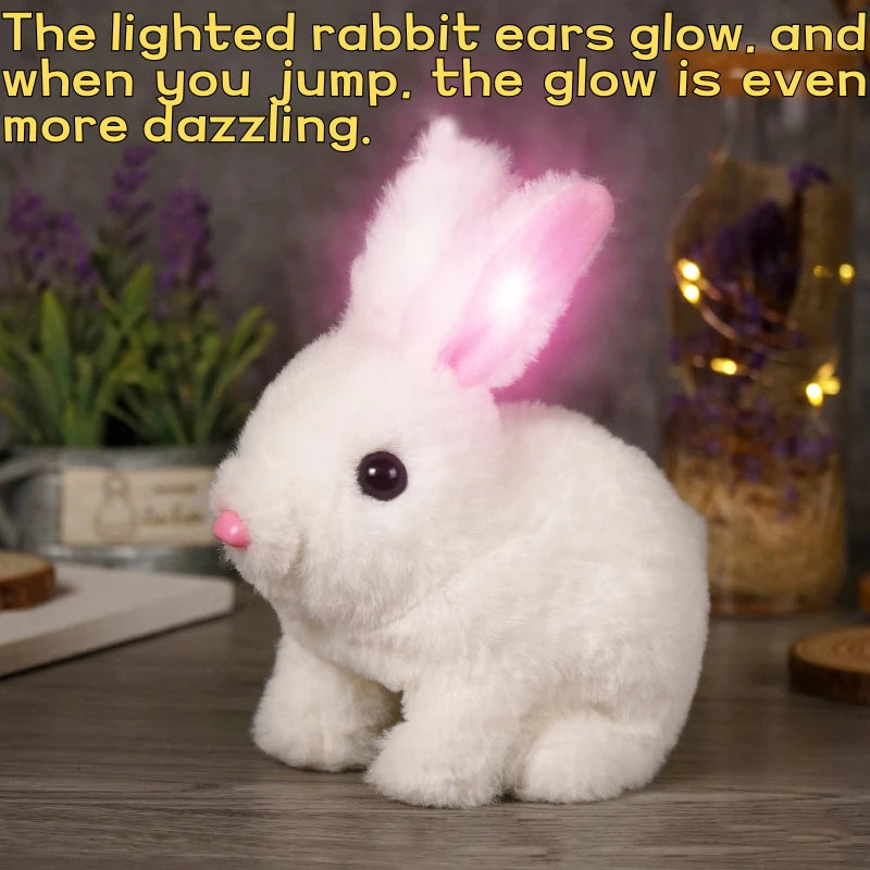 Cute Electric Rabbit Interactive Plush Toys Bunny With Carrot Walking Wiggle Ears Wag Tail Stuffed Peluche Doll Birthday Gifts