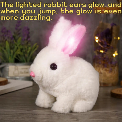 Cute Electric Rabbit Interactive Plush Toys Bunny With Carrot Walking Wiggle Ears Wag Tail Stuffed Peluche Doll Birthday Gifts