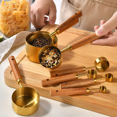 8Pcs Measuring Spoon Set Stainless Steel Multifunctional Cookware Portable Heavy Duty Kitchen Gadgets Baking Seasoning Spoon