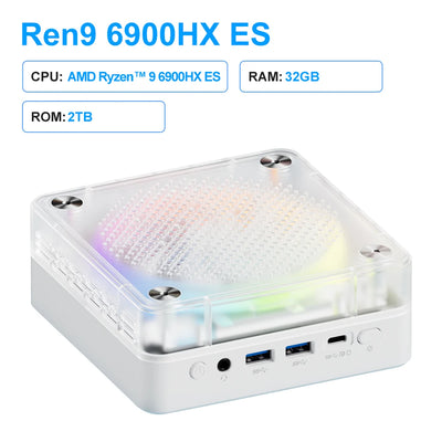 Genmachine New R9 6900HX ES Mini PC Windows 11 Ryzen WiFi 6 Gaming PC Supprot DDR5 4800MHz Ram Display Diy Gaming Computer