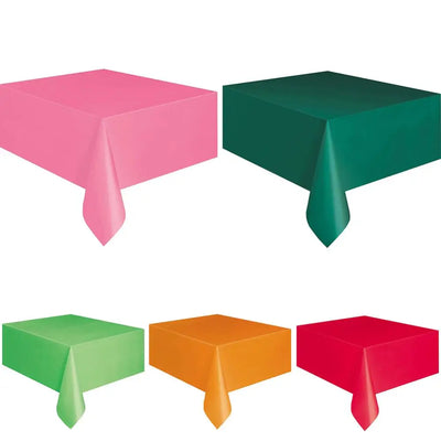 Disposable Plastic Party Wedding Tablecloth Set Catering Meal Tableware Table Cloth Rectangular Solid Color Table Cover Decor