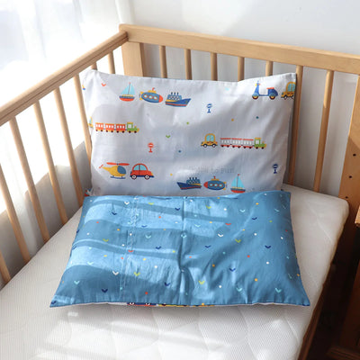 30X50CM BABY PILLOW AND CASE SET, COTTON PILLOWCASE AND PILLOW CORE WITH CARTOON PATTERN FOR KIDS BOYS AND GIRLS