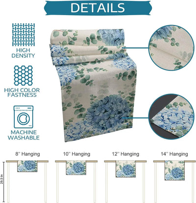 Blue Hydrangea Eucalyptus Plants Linen Table Runners Party Decor Farmhouse Kitchen Dining Table Runners Wedding Decorations