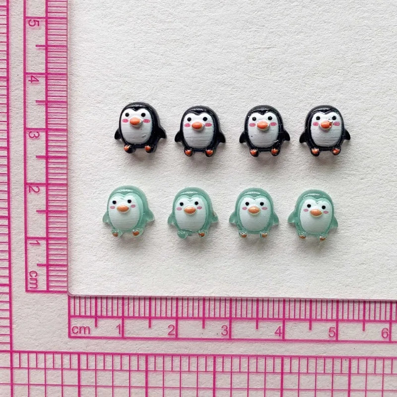 50pcs Cute 9mm Resin Mini Penguin Series Flat Back Stone Figurines DIY Wedding Scrapbook Manicure Accessories