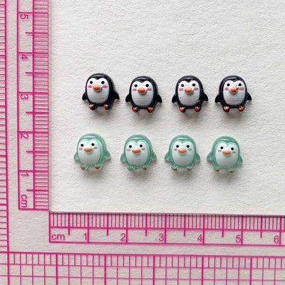 50pcs Cute 9mm Resin Mini Penguin Series Flat Back Stone Figurines DIY Wedding Scrapbook Manicure Accessories