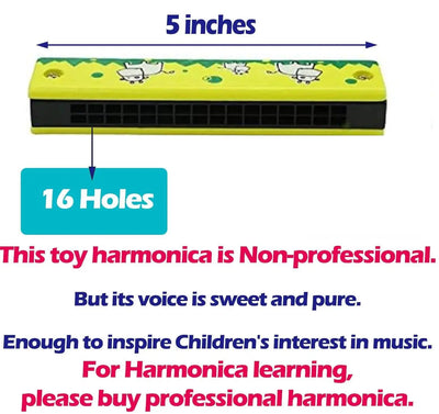 2pcs Wooden Harmonica Musical Instrument Play 16-Hole Harmonicas Parent-Child Puzzle Early Education Toy Gift for Kids Children