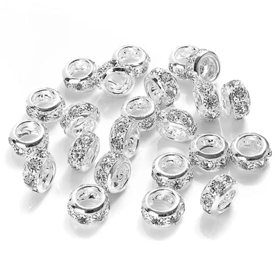 10-30pcs/lot Rhinestone Spacer Beads Round Gold Silver Metal Czech Crystal Beads for Jewelry Making DIY Bracelets Accessories