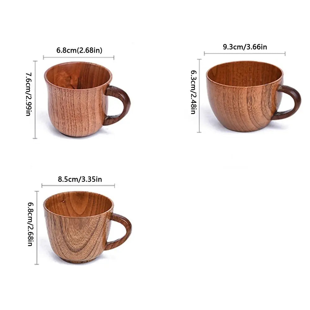 Drinkware Vintage Wooden Tea Cup Japanese Style Handmade Wood Coffee Mug with Handle Solid Wood Drinking Cup Restaurant