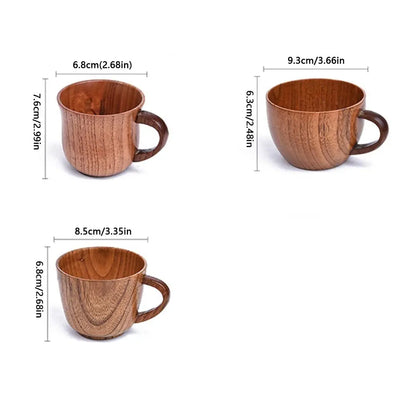 Drinkware Vintage Wooden Tea Cup Japanese Style Handmade Wood Coffee Mug with Handle Solid Wood Drinking Cup Restaurant