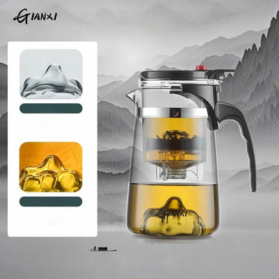 GIAMXI 700ML Transparent Glass Water Jug Cold Brew Portable Handle Coffee Heat Resistant Kettle Filterate Tea Kettle For Home