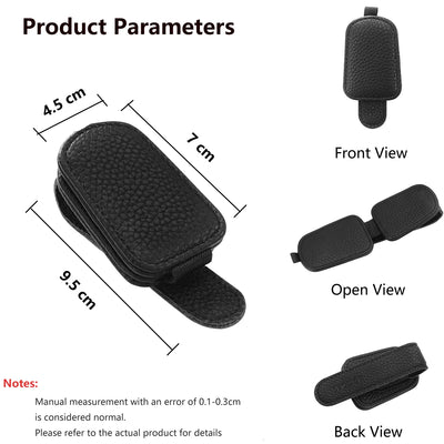 MAGNETIC LEATHER CAR SUNGLASS HOLDER CLIP FOR VISOR – EYEGLASS HOLDER TRUCK ACCESSORY FOR MEN & WOMEN